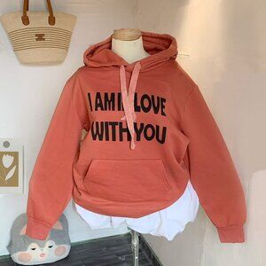 I Am In Love With You Graphic Hoodie Coral